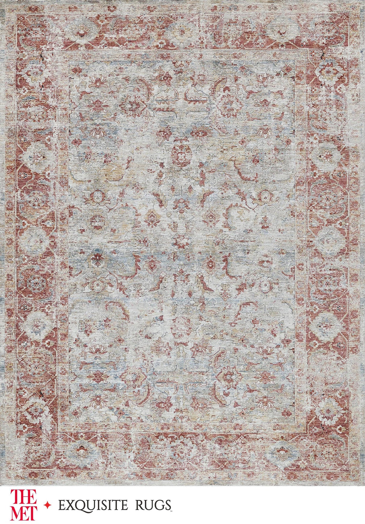 Exquisite The Met X Exquisite Rugs Antique Loom Blue/Rust Area Rug 0.02'X12.0' Rug