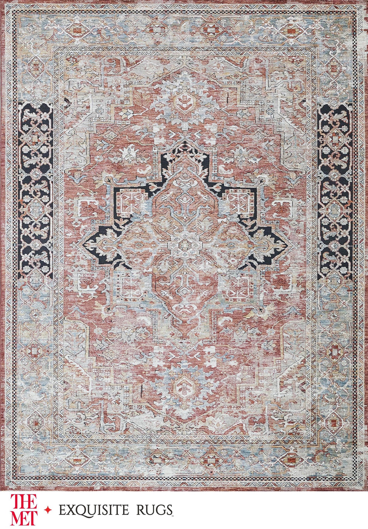 Exquisite The Met X Exquisite Rugs Antique Loom Rust/Black Area Rug 0.02'X12.0' Rug