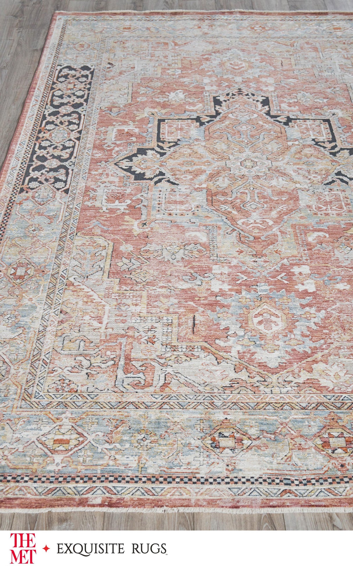 Exquisite The Met X Exquisite Rugs Antique Loom Rust/Black Area Rug 0.02'X12.0' Rug
