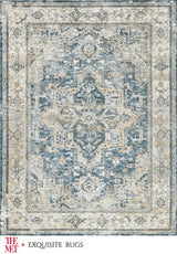 Exquisite The Met X Exquisite Rugs Antique Loom Blue/Beige Area Rug 0.02'X12.0' Rug