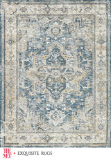 Exquisite The Met X Exquisite Rugs Antique Loom Blue/Beige Area Rug 0.02'X8.0' Rug