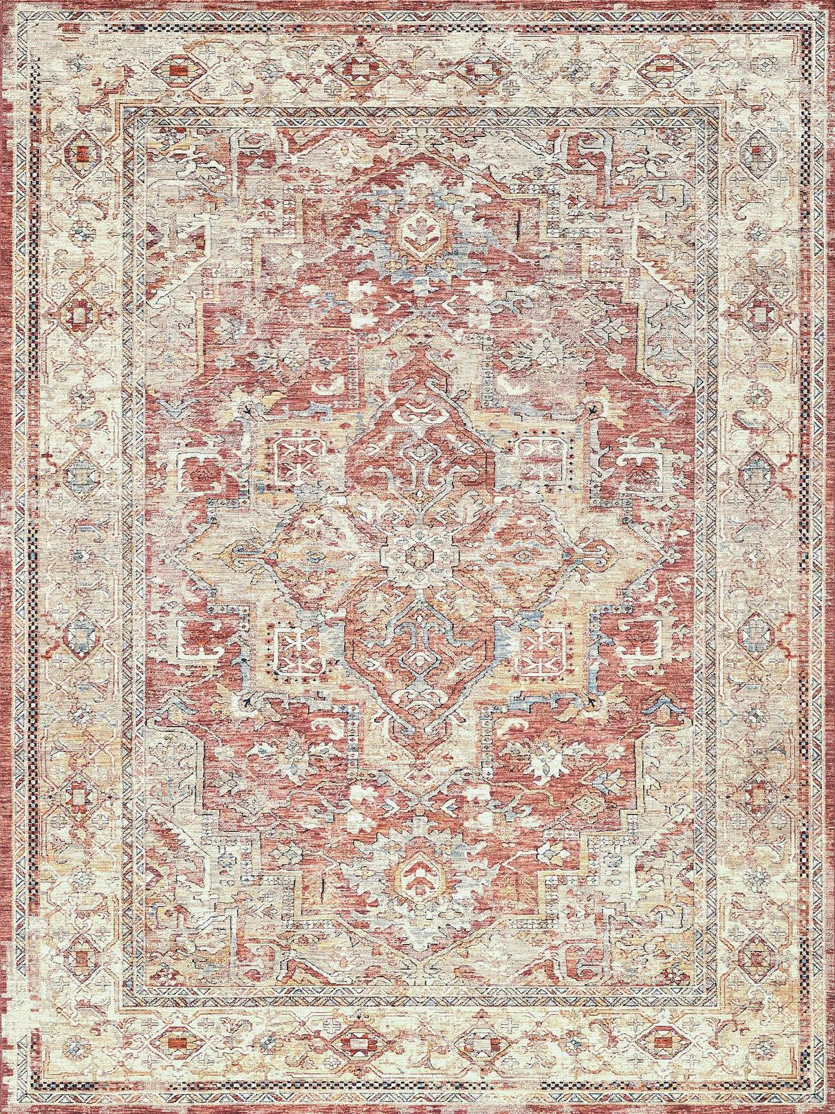Exquisite Rugs Antique Loom 5600 Rust/Beige Polyester powerloom 15' x 12' Area Rug