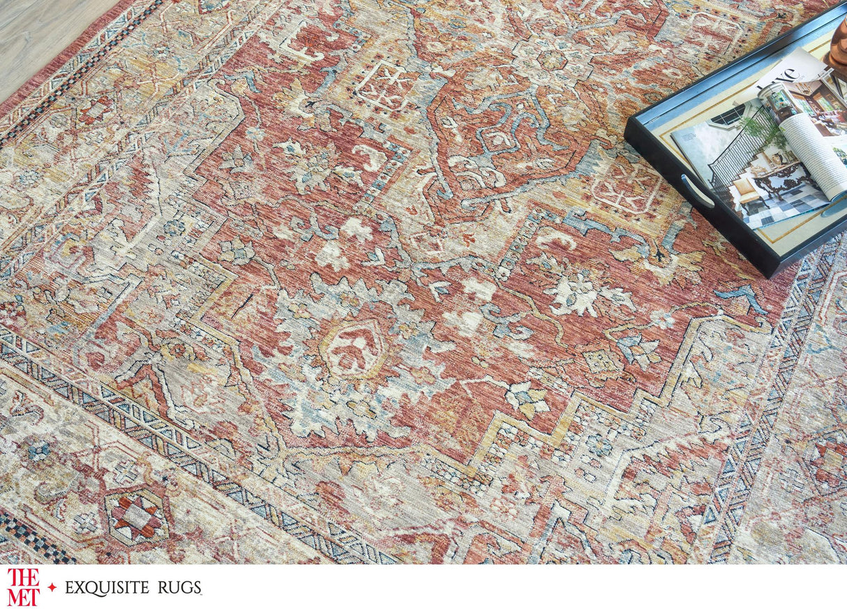 Exquisite The Met X Exquisite Rugs Antique Loom Rust/Beige Area Rug 0.02'X12.0' Rug
