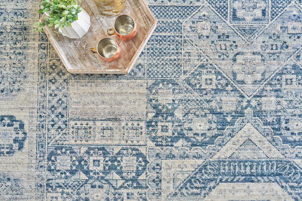 Exquisite Rugs Vintage Looms 5670 Light Blue/Blue Polyester powerloom 15' x 12' Area Rug