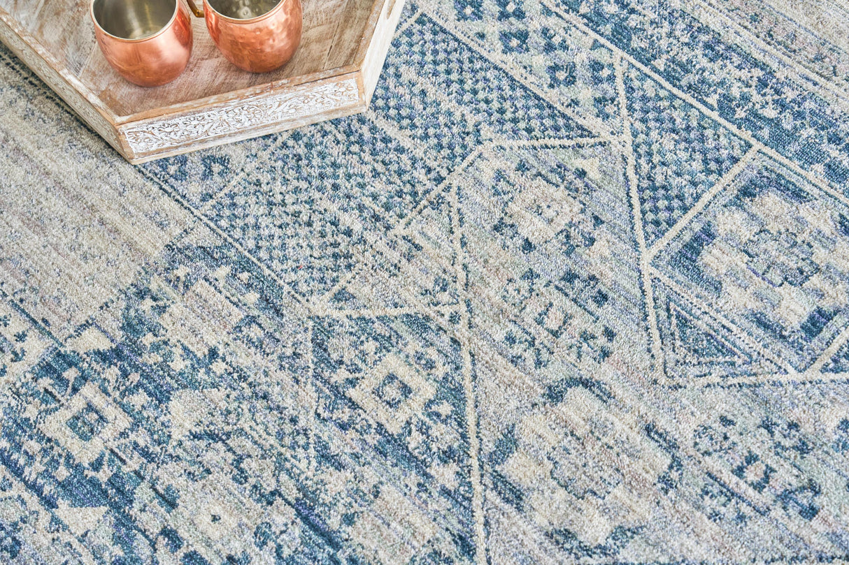 Exquisite Rugs Vintage Looms 5670 Light Blue/Blue Polyester powerloom 15' x 12' Area Rug