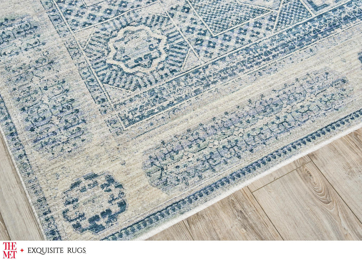 Exquisite The Met X Exquisite Rugs Vintage Looms Light Blue/Blue Area Rug 0.02'X9.0' Rug