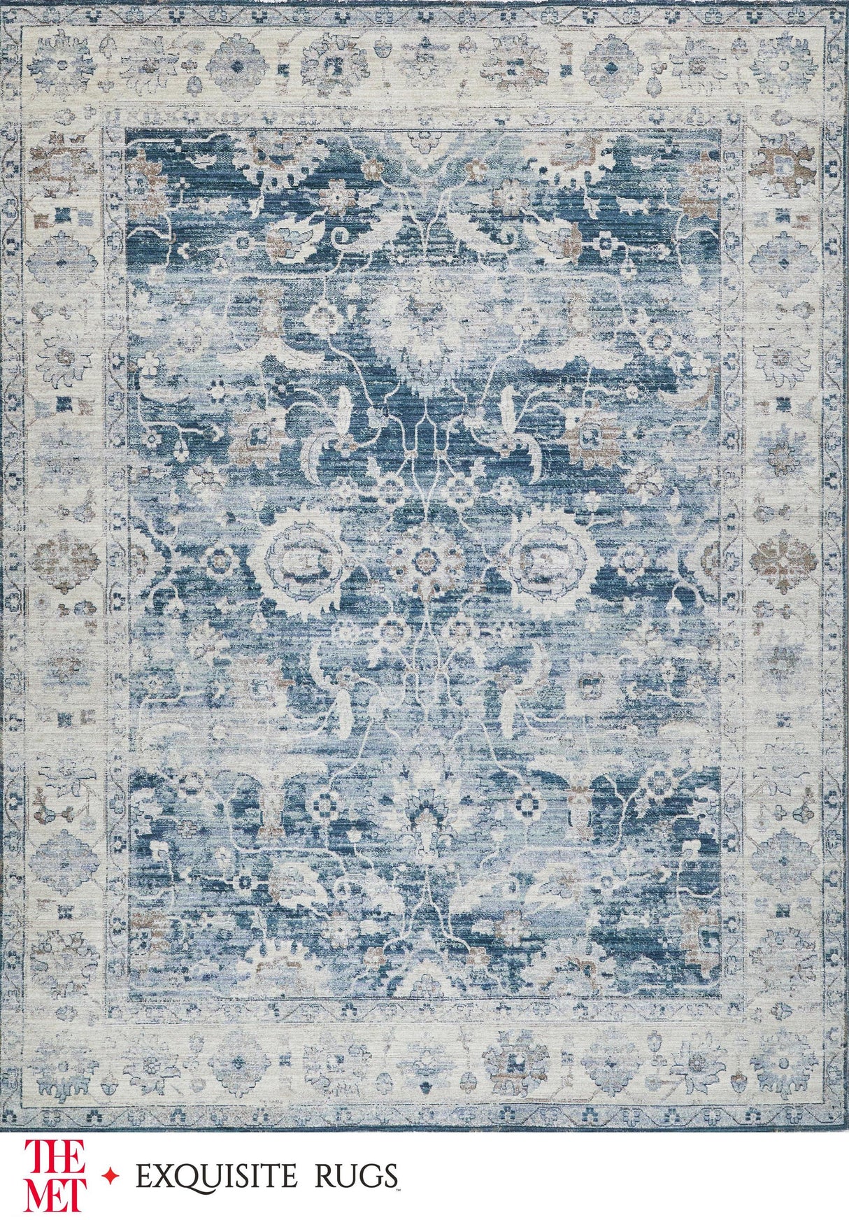 Exquisite The Met X Exquisite Rugs Vintage Looms Blue/Beige Area Rug 0.02'X12.0' Rug