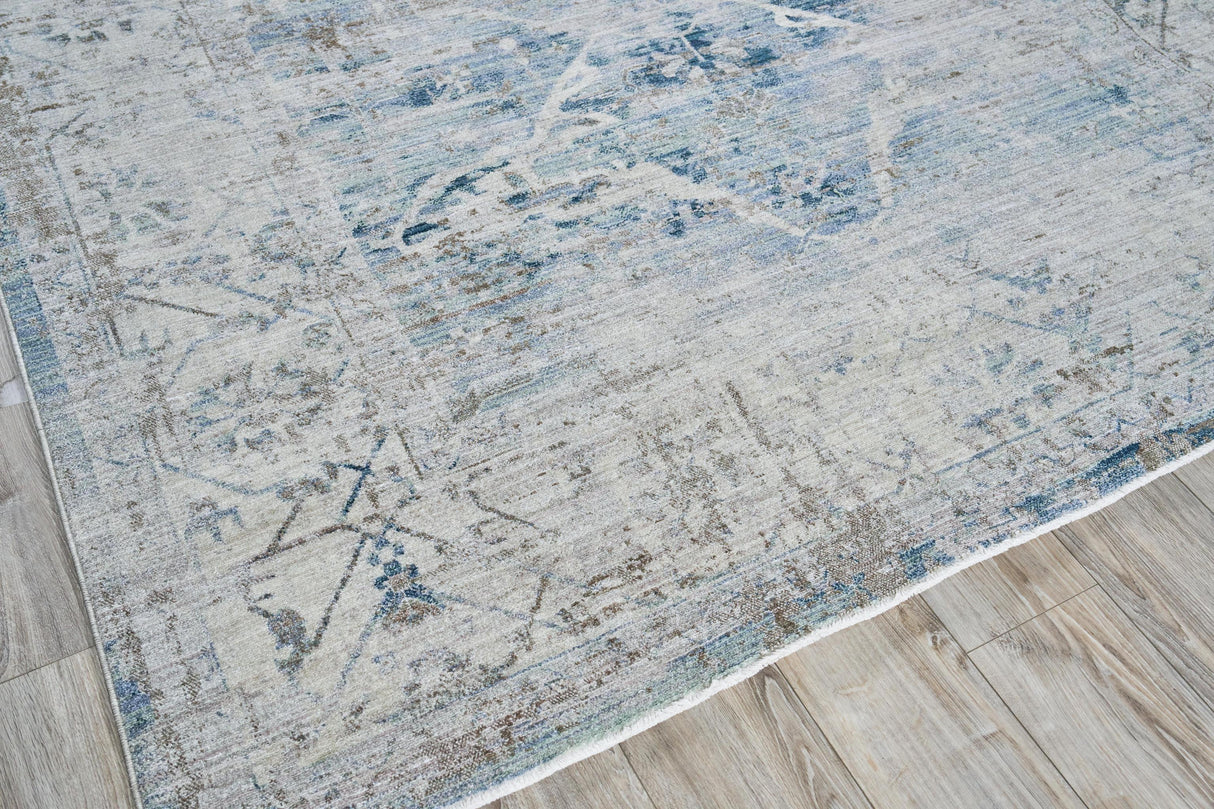 Exquisite Rugs Vintage Looms 5673 Light Blue/Beige Polyester powerloom 1.5' x 1' Area Rug