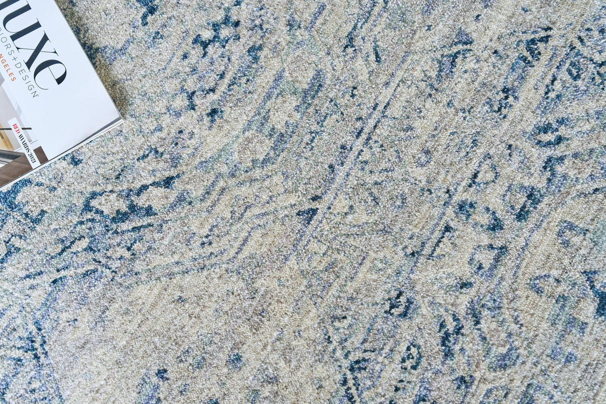 Exquisite Rugs Vintage Looms 5674 Light Blue/Blue Polyester powerloom 15' x 12' Area Rug