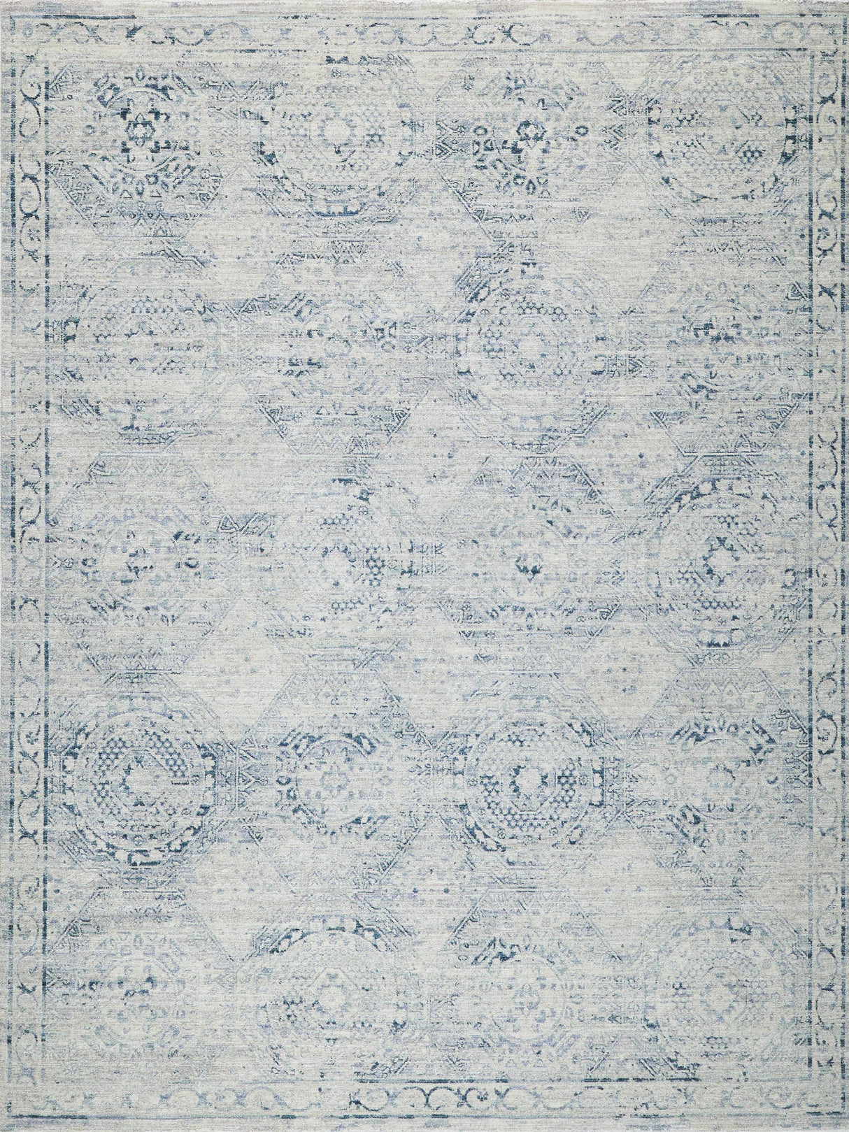 Exquisite Rugs Vintage Looms power loom Polyester 5674 Light Blue/Blue 10' x 8' Area Rug