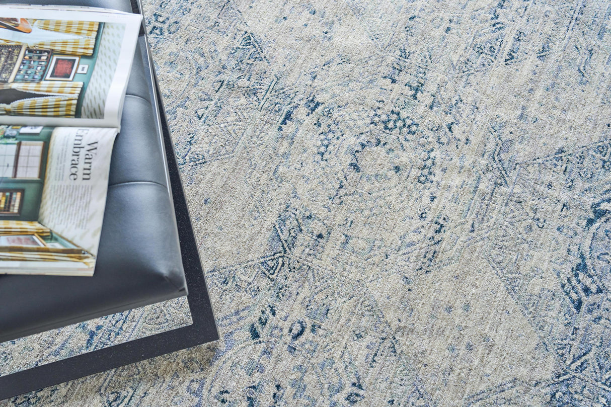 Exquisite Rugs Vintage Looms power loom Polyester 5674 Light Blue/Blue 10' x 8' Area Rug