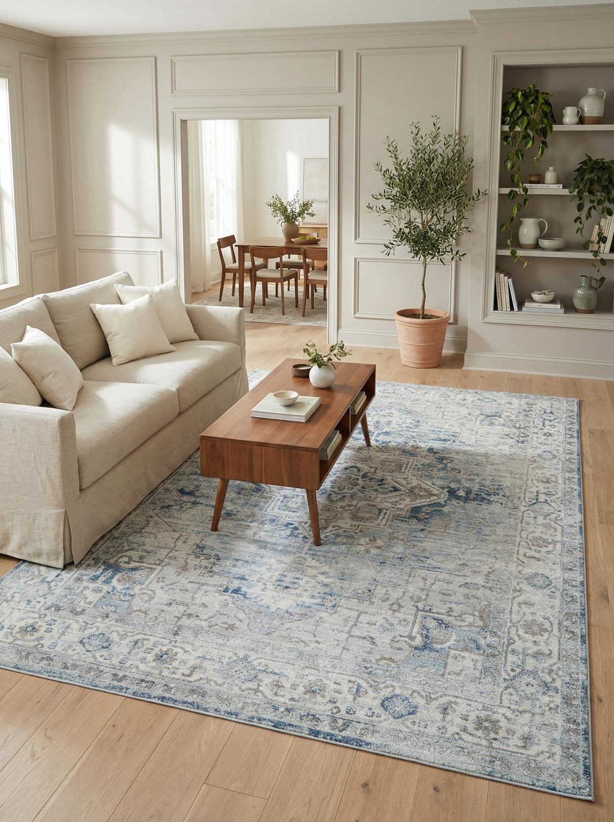 Exquisite Rugs Vintage Looms 5677 Blue/Beige Polyester powerloom 15' x 12' Area Rug
