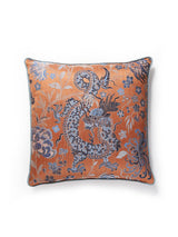 Scalamandre Dragon Tableau 22 X 22 - Persimmon Blue Decorative Pillow
