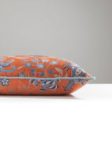 Scalamandre Dragon Tableau 22 X 22 - Persimmon Blue Decorative Pillow