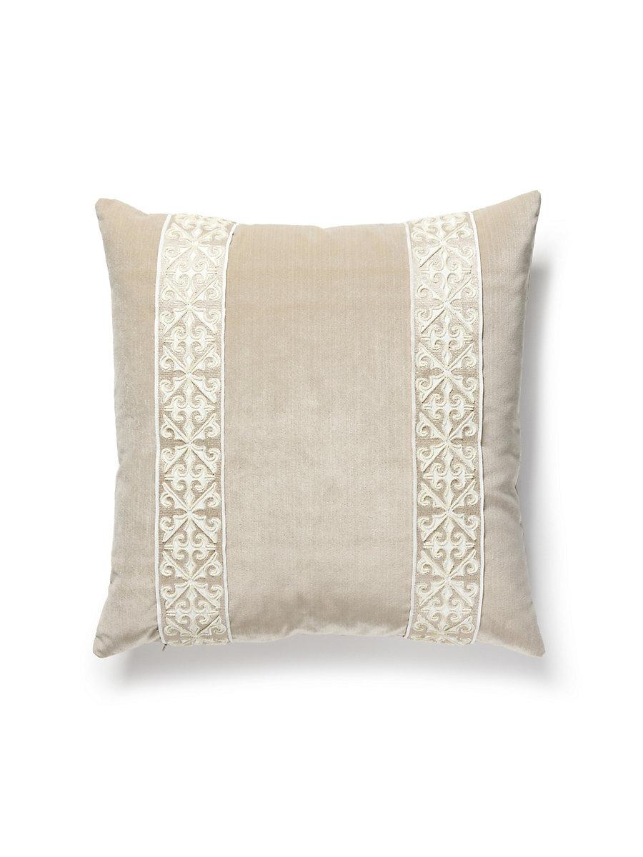 Scalamandre Saxony/Strie Velvet 22 X 22 - Pearl / Dove Decorative Pillow