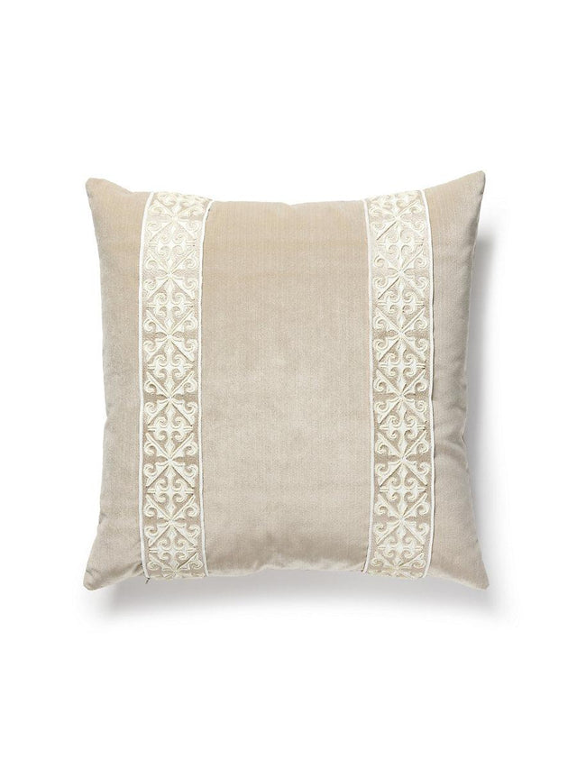 Scalamandre Saxony/Strie Velvet 22 X 22 - Pearl / Dove Decorative Pillow