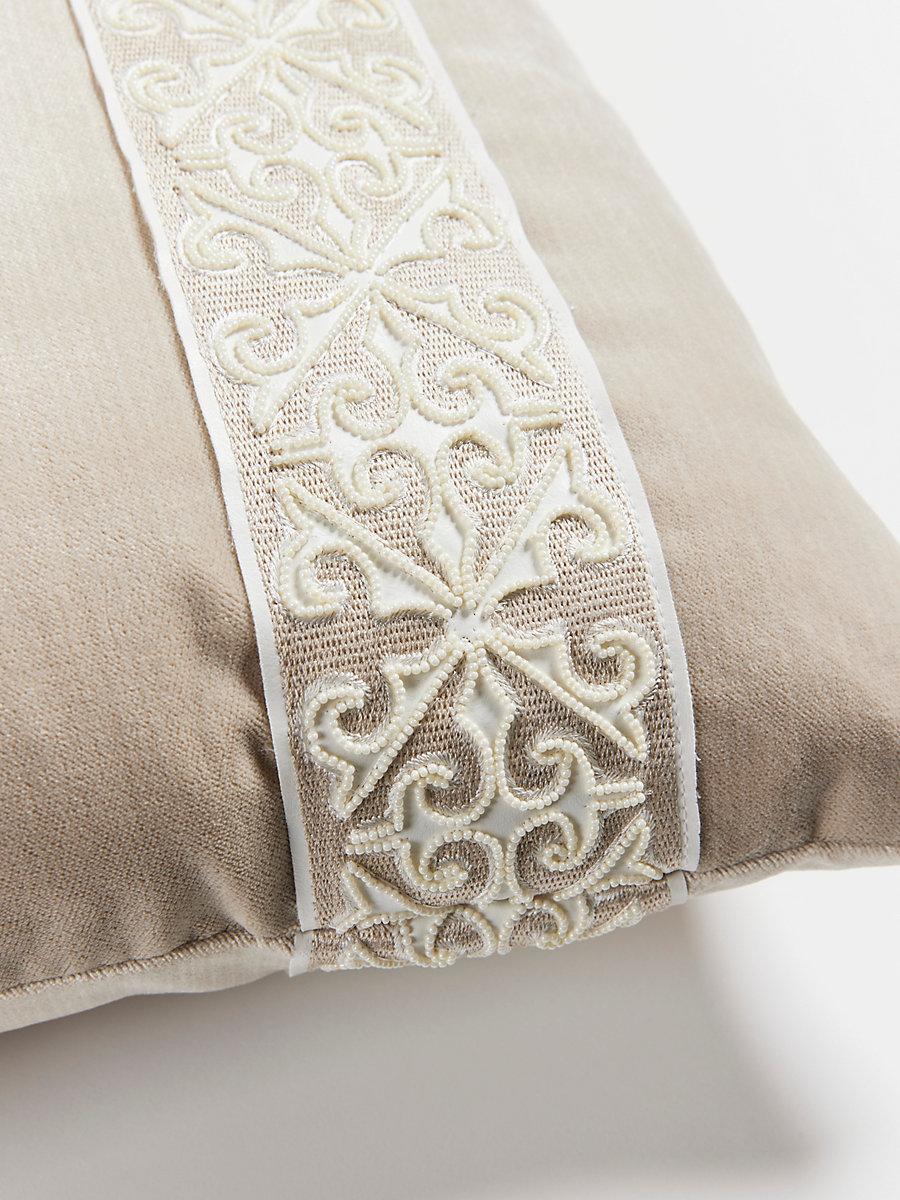 Scalamandre Saxony/Strie Velvet 22 X 22 - Pearl / Dove Decorative Pillow
