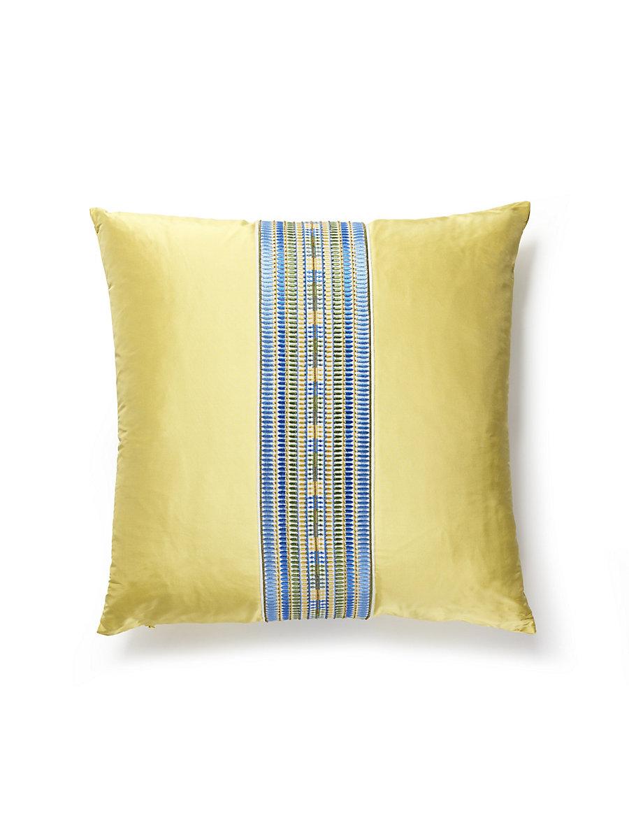 Scalamandre Amarna/Olympia Taffeta 22 X 22 - Nile Blue / Daffodil Decorative Pillow