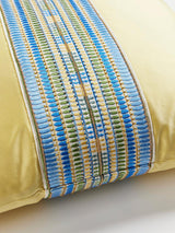 Scalamandre Amarna/Olympia Taffeta 22 X 22 - Nile Blue / Daffodil Decorative Pillow