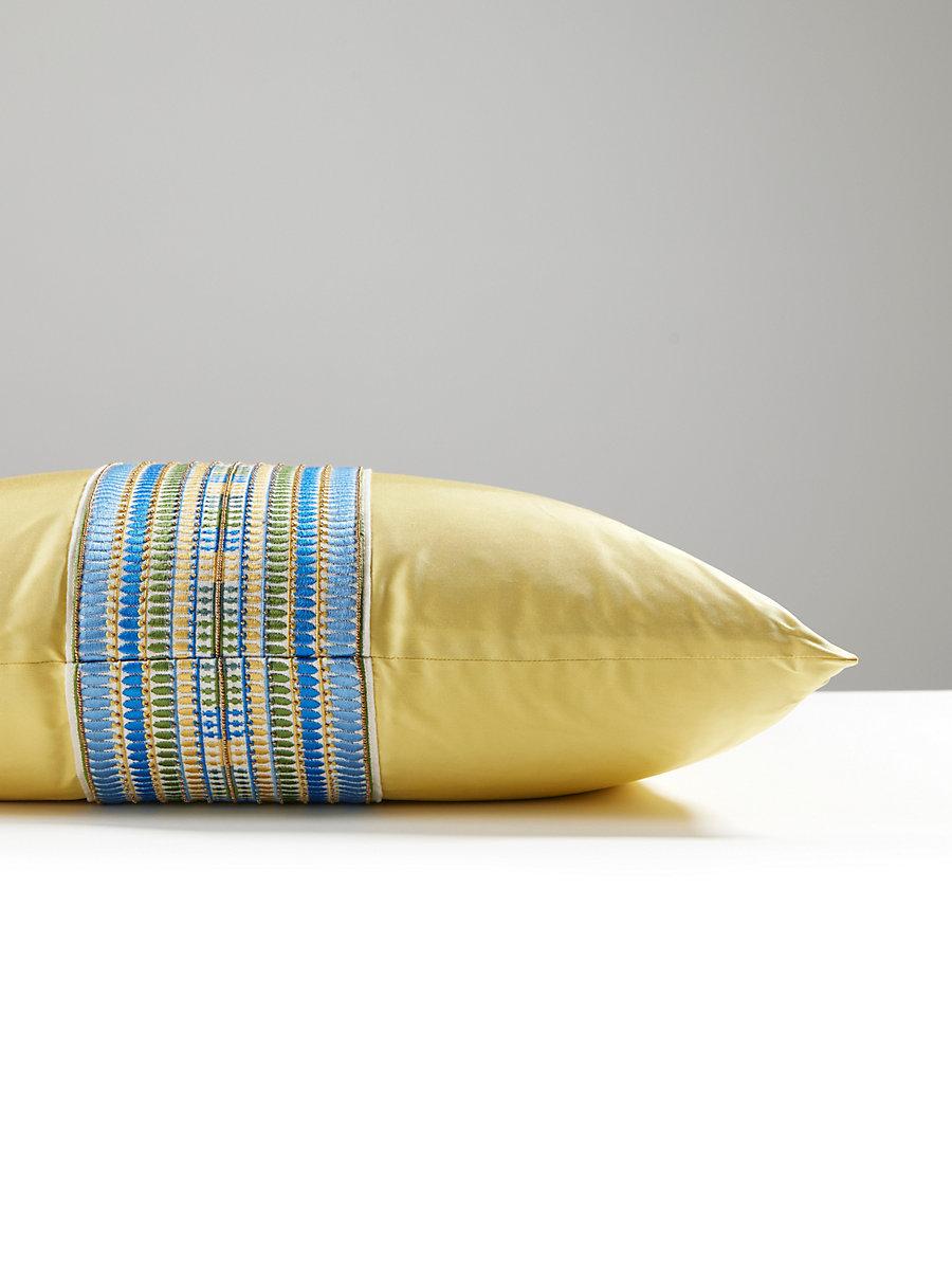 Scalamandre Amarna/Olympia Taffeta 22 X 22 - Nile Blue / Daffodil Decorative Pillow