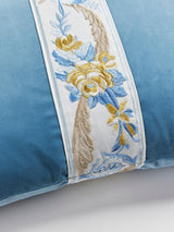 Scalamandre Reine/Linley Velvet 22 X 22 - Gold And Blue / Soldier Blue Decorative Pillow