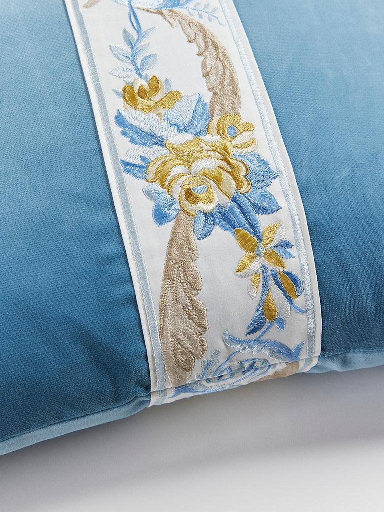Scalamandre Reine/Linley Velvet Gold And Blue / Soldier Blue Pillow