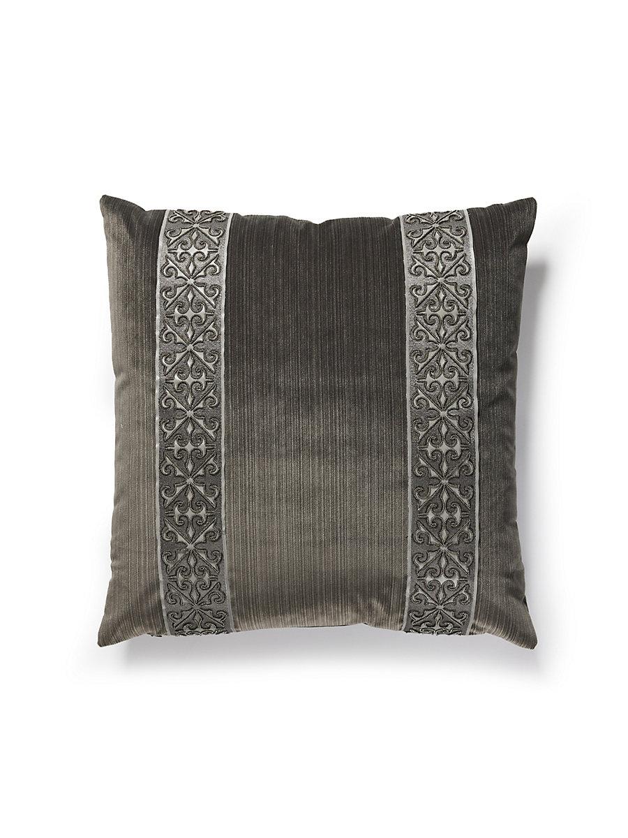 Scalamandre Saxony/Strie Velvet 22 X 22 - Sterling / Titanium Decorative Pillow