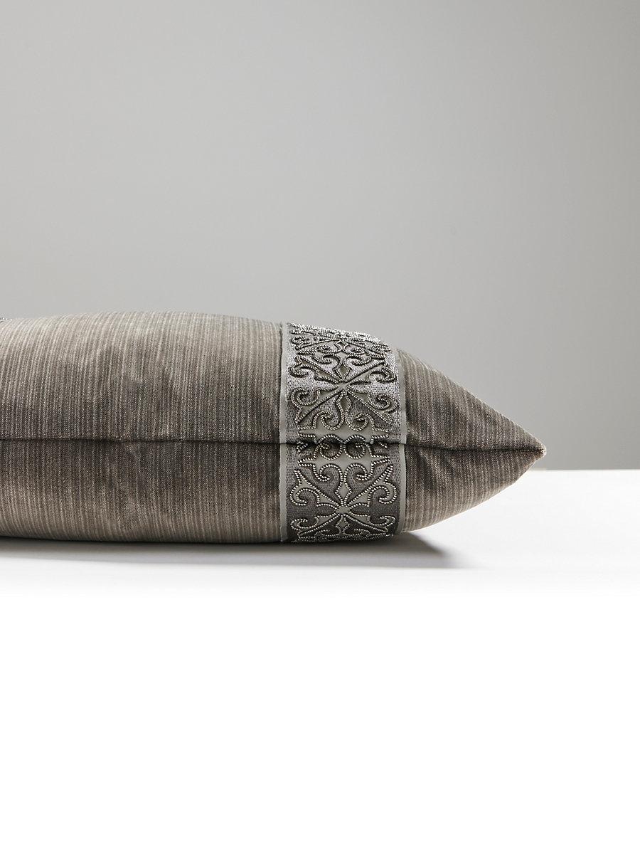 Scalamandre Saxony/Strie Velvet 22 X 22 - Sterling / Titanium Decorative Pillow