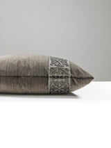 Scalamandre Saxony/Strie Velvet 22 X 22 - Sterling / Titanium Decorative Pillow