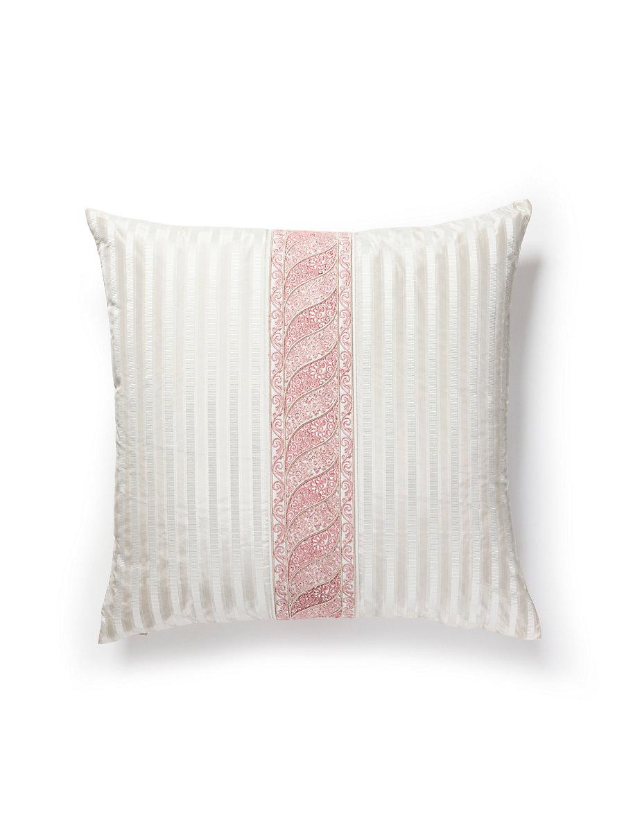 Scalamandre Paisley/Shirred Stripe 22 X 22 - French Rose / Eggshell Decorative Pillow
