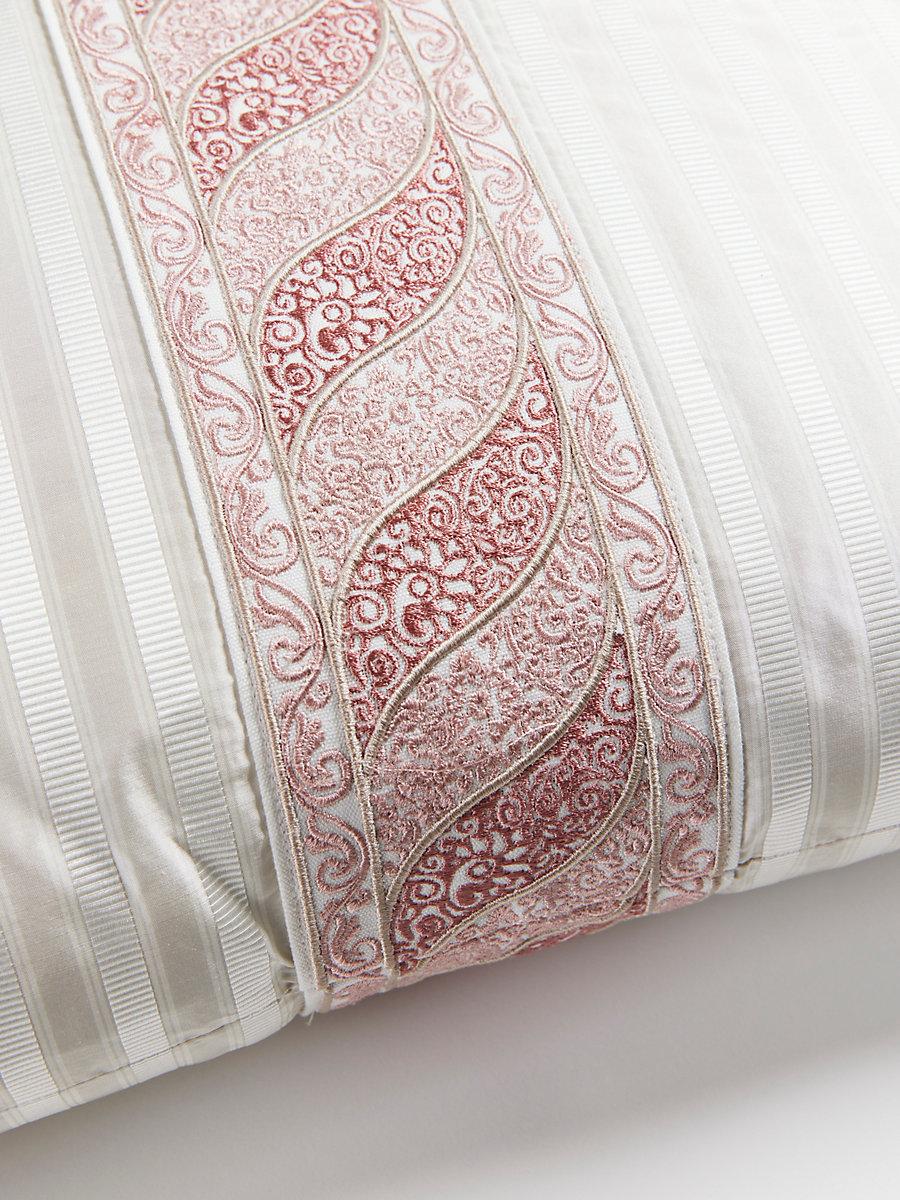 Scalamandre Paisley/Shirred Stripe 22 X 22 - French Rose / Eggshell Decorative Pillow