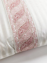 Scalamandre Paisley/Shirred Stripe 22 X 22 - French Rose / Eggshell Decorative Pillow
