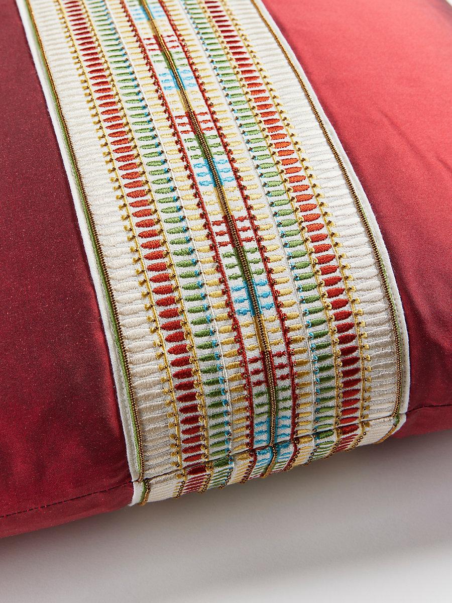 Scalamandre Amarna/Olympia Taffeta 22 X 22 - Multi / Deep Red Decorative Pillow