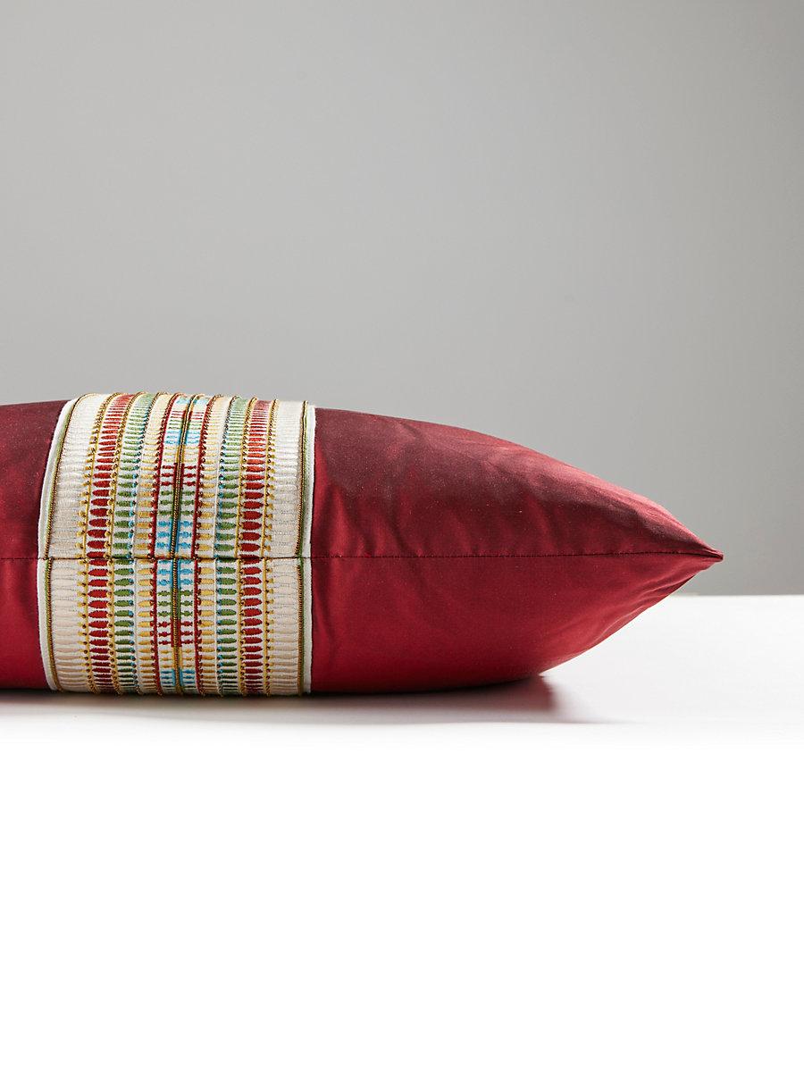 Scalamandre Amarna/Olympia Taffeta 22 X 22 - Multi / Deep Red Decorative Pillow