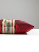 Scalamandre Amarna/Olympia Taffeta 22 X 22 - Multi / Deep Red Decorative Pillow