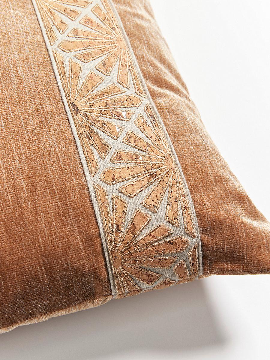 Scalamandre Milan/Supreme Velvet 22 X 22 - Cork / Amphora Decorative Pillow