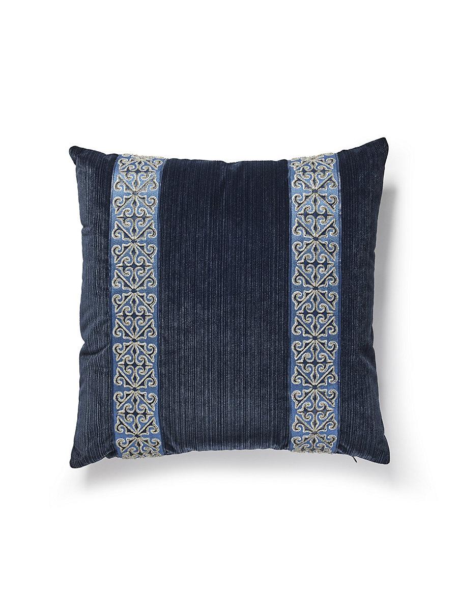 Scalamandre Saxony/Strie Velvet 22 X 22 - Midnight / Ink Decorative Pillow