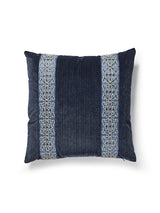 Scalamandre Saxony/Strie Velvet 22 X 22 - Midnight / Ink Decorative Pillow