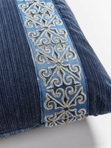 Scalamandre Saxony/Strie Velvet 22 X 22 - Midnight / Ink Decorative Pillow
