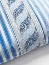 Scalamandre Paisley/Shirred Stripe 22 X 22 - Fountain / Blue Opal Decorative Pillow