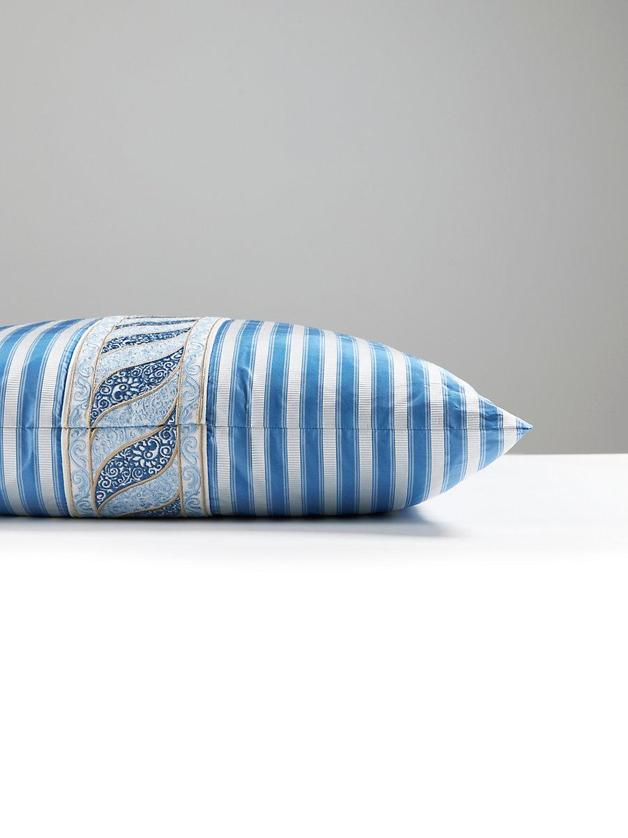 Scalamandre Paisley/Shirred Stripe 22 X 22 - Fountain / Blue Opal Decorative Pillow