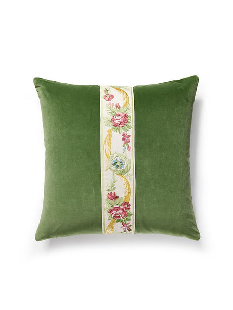 Scalamandre Reine/Linley Velvet 22 X 22 - Multi Bloom / Seamist Decorative Pillow