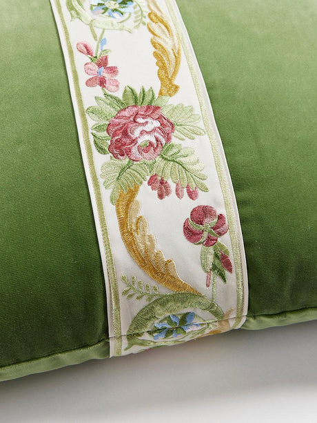 Scalamandre Reine/Linley Velvet 22 X 22 - Multi Bloom / Seamist Decorative Pillow
