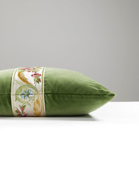 Scalamandre Reine/Linley Velvet 22 X 22 - Multi Bloom / Seamist Decorative Pillow