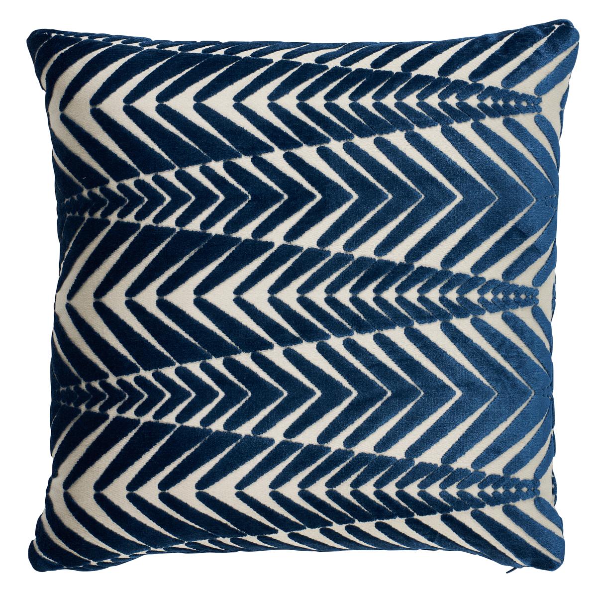 Schumacher Silver Blue 20" x 20" Zebra Velvet Pillow