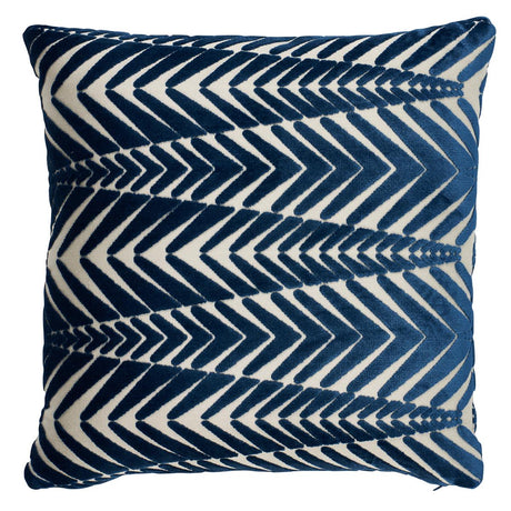 Schumacher Silver Blue 20" x 20" Zebra Velvet Pillow