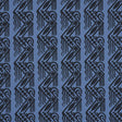 Schumacher Venetian Zig Zag Block Print Black On Blue Fabric