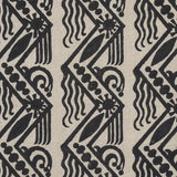 Schumacher Venetian Zig Zag Block Print Black On Natural Fabric