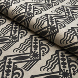 Schumacher Venetian Zig Zag Block Print Black On Natural Fabric