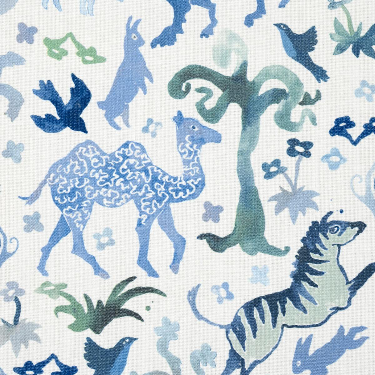 Schumacher Beasts Indoor/Outdoor Blue And Green Fabric